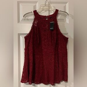 NWT Torrid Women's Red Lace PeplumTop. Size 0.